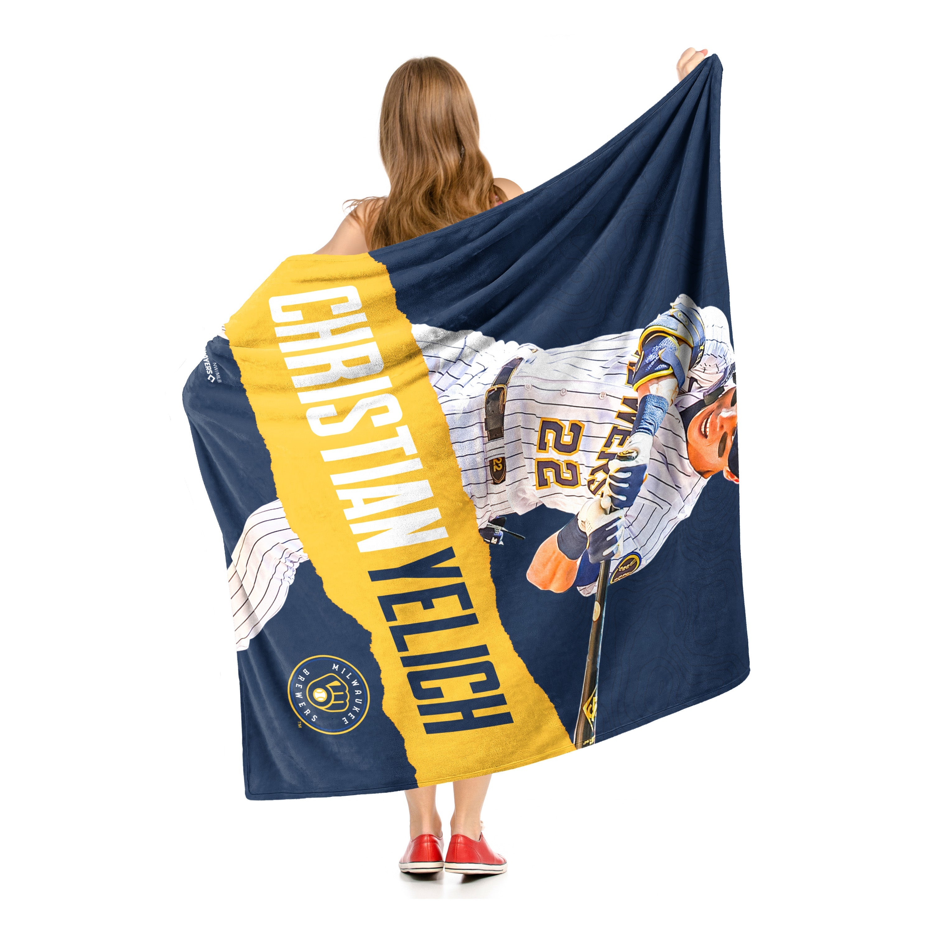 MLB Milwaukee Brewers Christian Yelich Silk Touch Throw Blanket 50x60 Inches