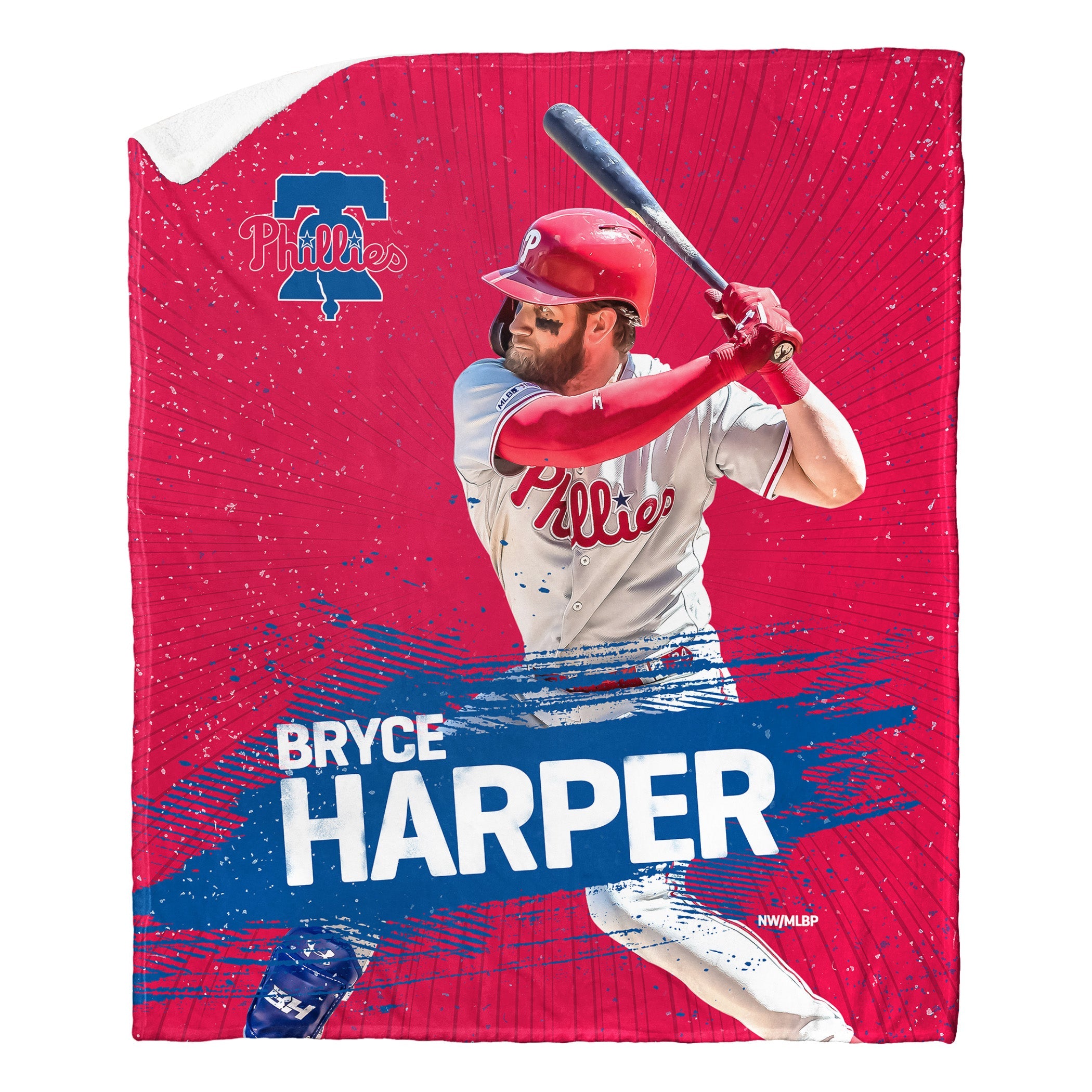 MLB Philadelphia Phillies Bryce Harper Silk Touch Sherpa Throw Blanket 50x60 Inches