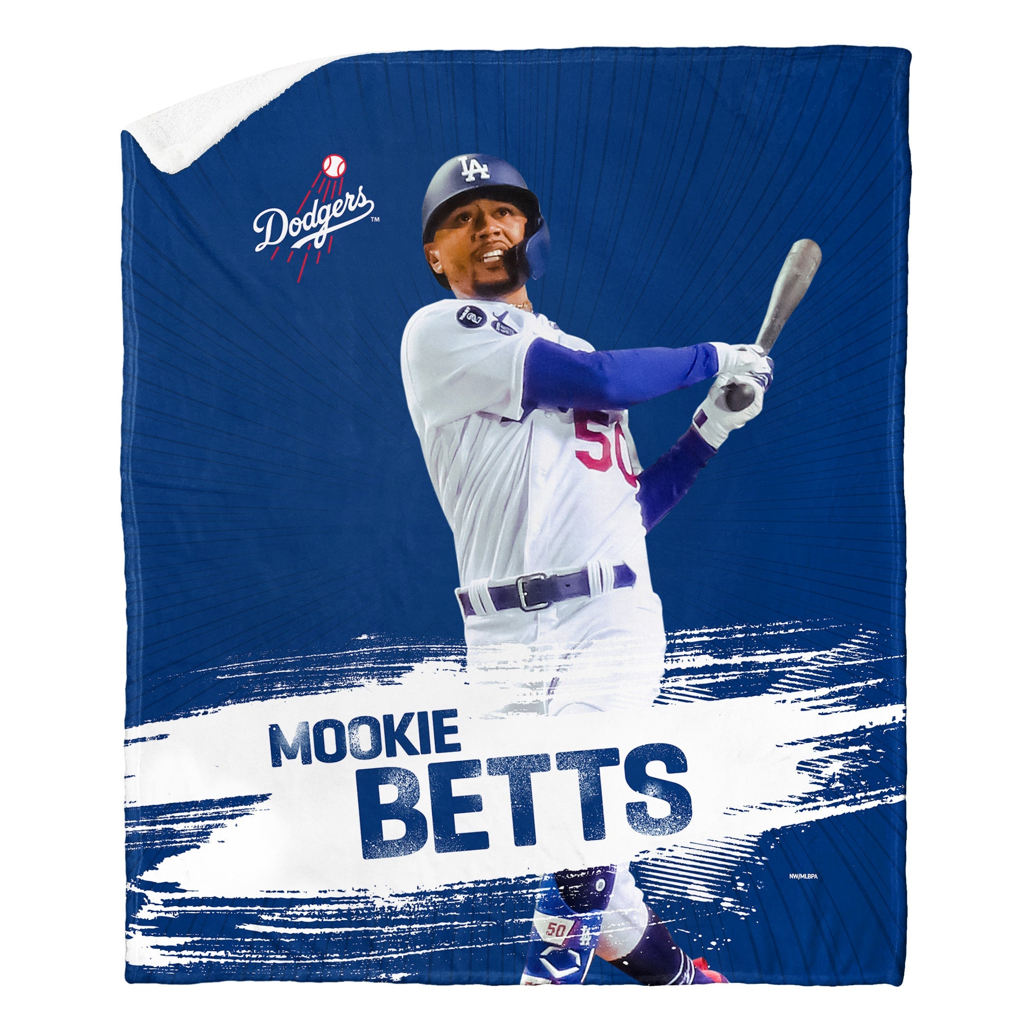 MLB Los Angeles Dodgers Mookie Betts Silk Touch Sherpa Throw Blanket 50x60 Inches