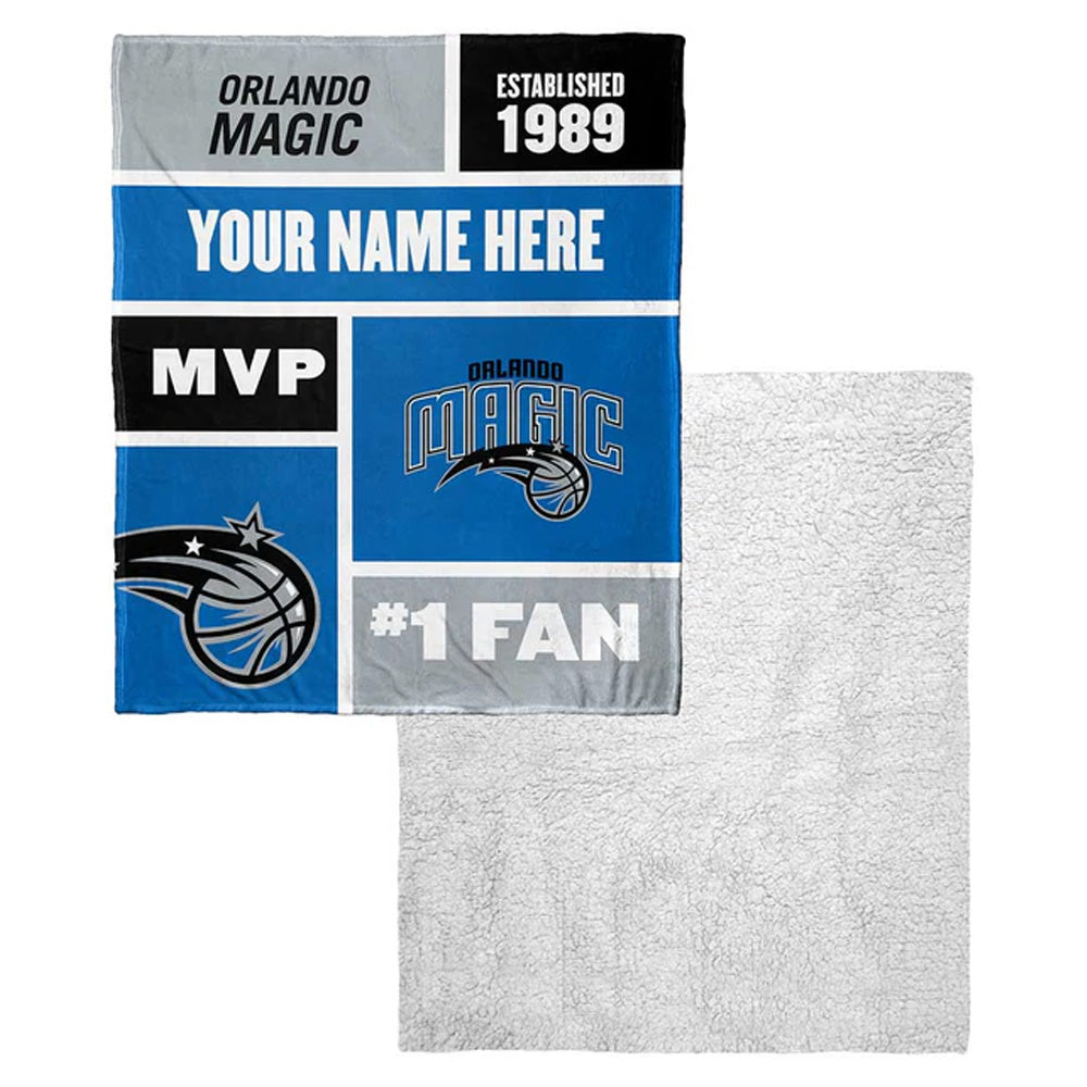 NBA Orlando Magic Colorblock Personalized Silk Touch Sherpa Throw Blanket 50x60 Inches