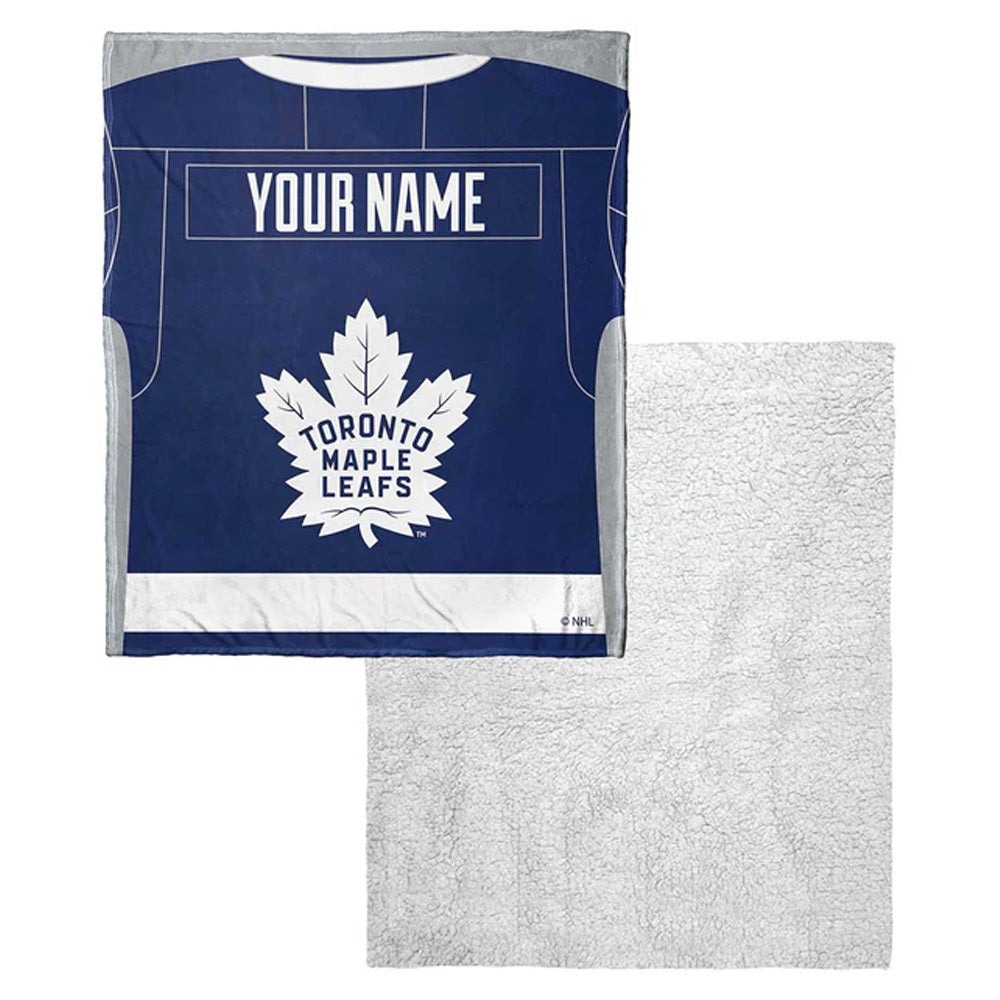 NHL Toronto Maple Leafs Jersey Personalized Silk Touch Sherpa Throw Blanket 50x60 Inches
