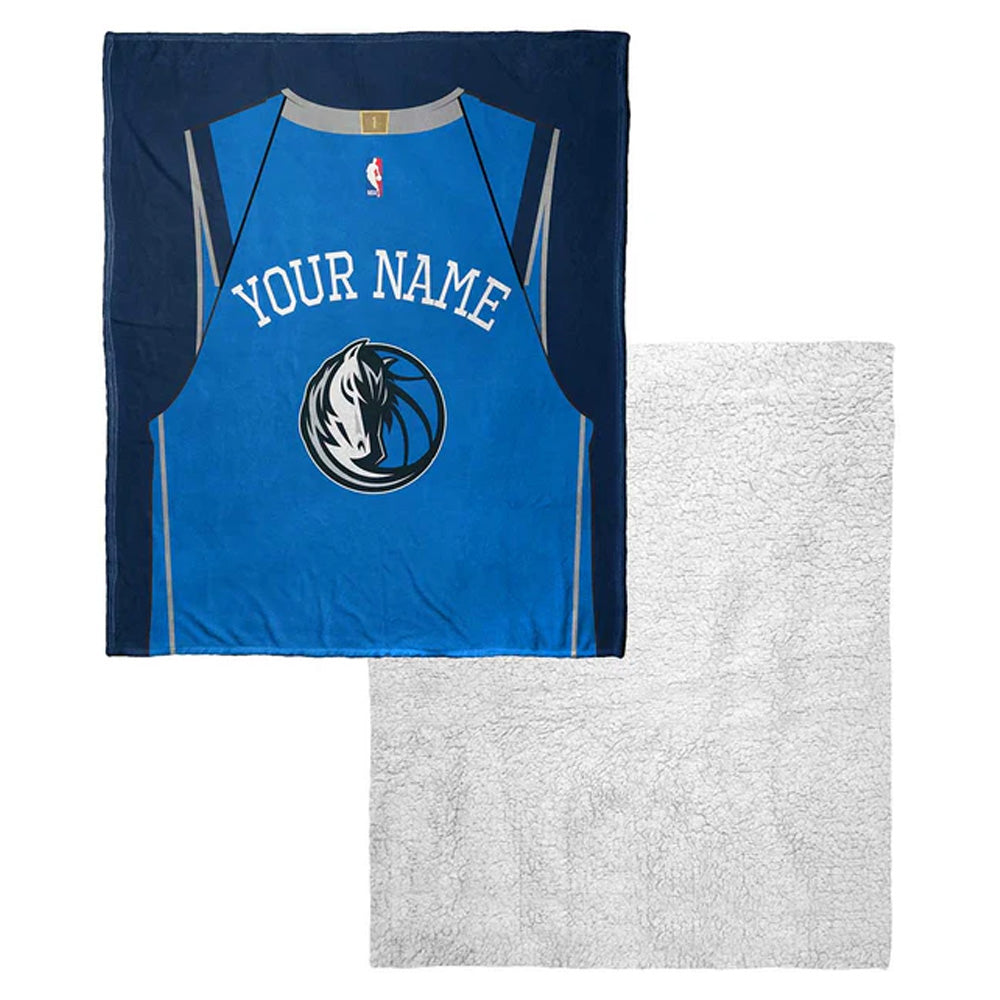 NBA Dallas Mavericks Jersey Personalized Silk Touch Sherpa Throw Blanket 50x60 Inches