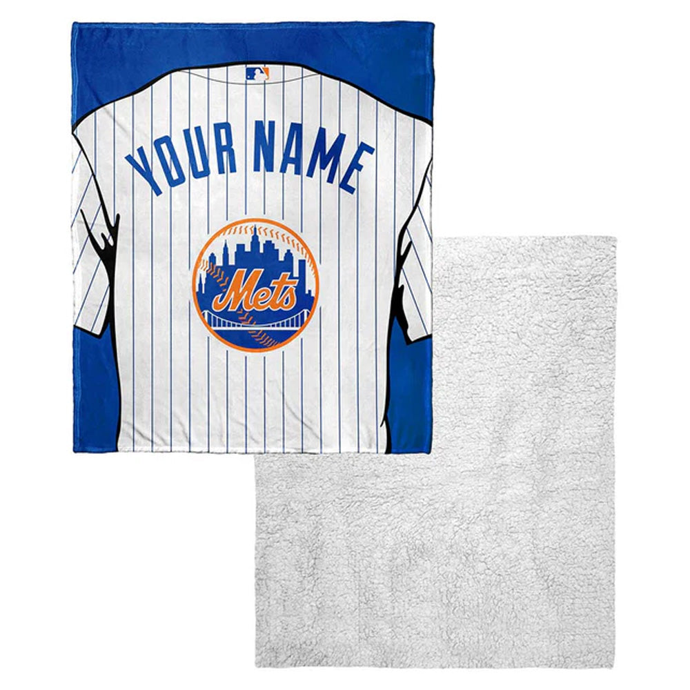 MLB New York MetsJersey Personalized Silk Touch Sherpa Throw Blanket 50x60 Inches