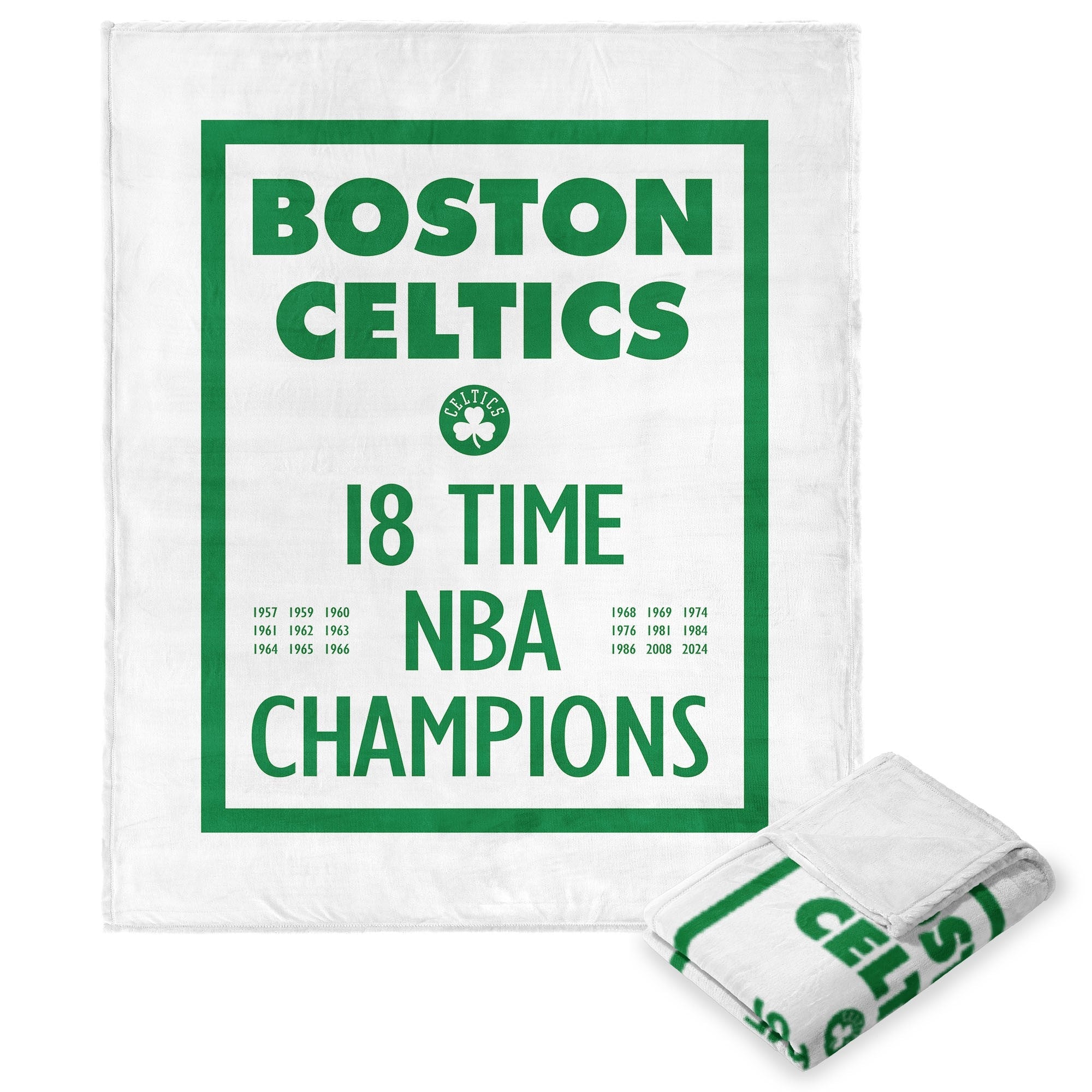 NBA Boston Celtics 2024 Multi Champs Lucky Silk Touch Throw Blanket 50x60 Inches