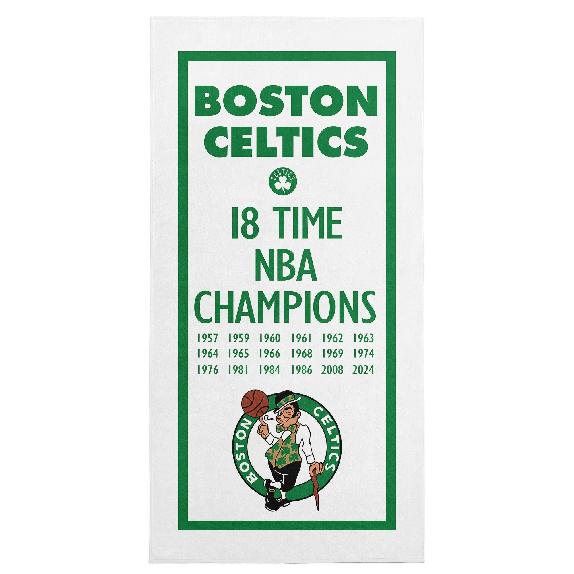 NBA Boston Celtics 2024 NBA Multi Champs Lucky Beach Towel 30x60 Inches