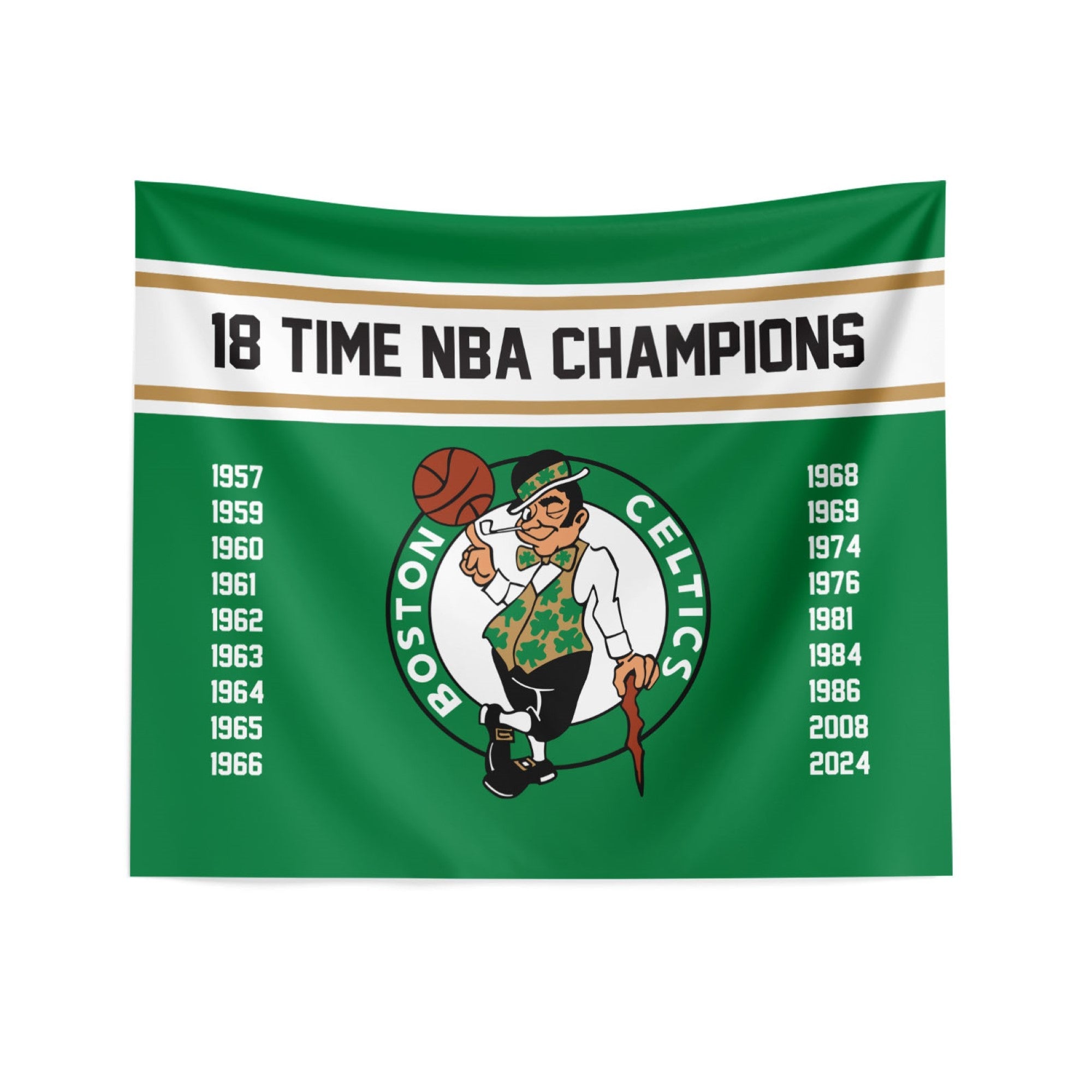 NBA Boston Celtics 2024 NBA Multi Champs 18 Banners Wall Hanging 34 x 40 Inches