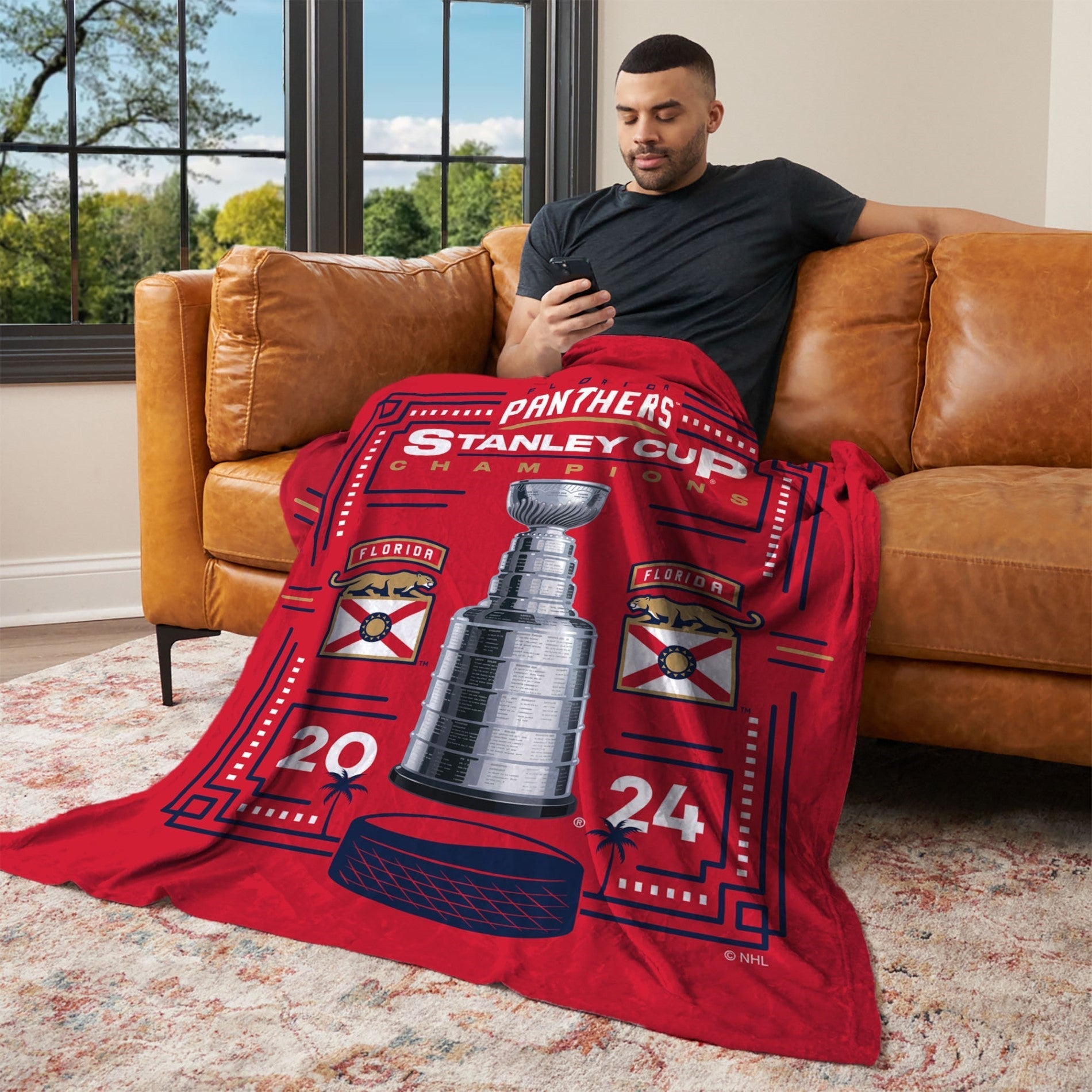 NHL Florida Panthers Dynamic Silk Touch Throw Blanket 50x60 Inches