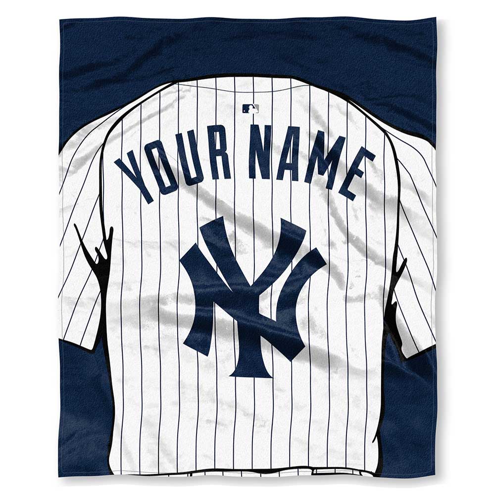 MLB New York Yankees Jersey Personalized Silk Touch Throw Blanket 50x60 Inches