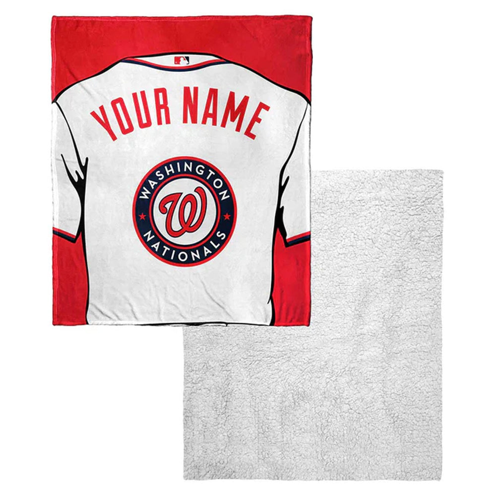 MLB Washington NationalsJersey Personalized Silk Touch Sherpa Throw Blanket 50x60 Inches