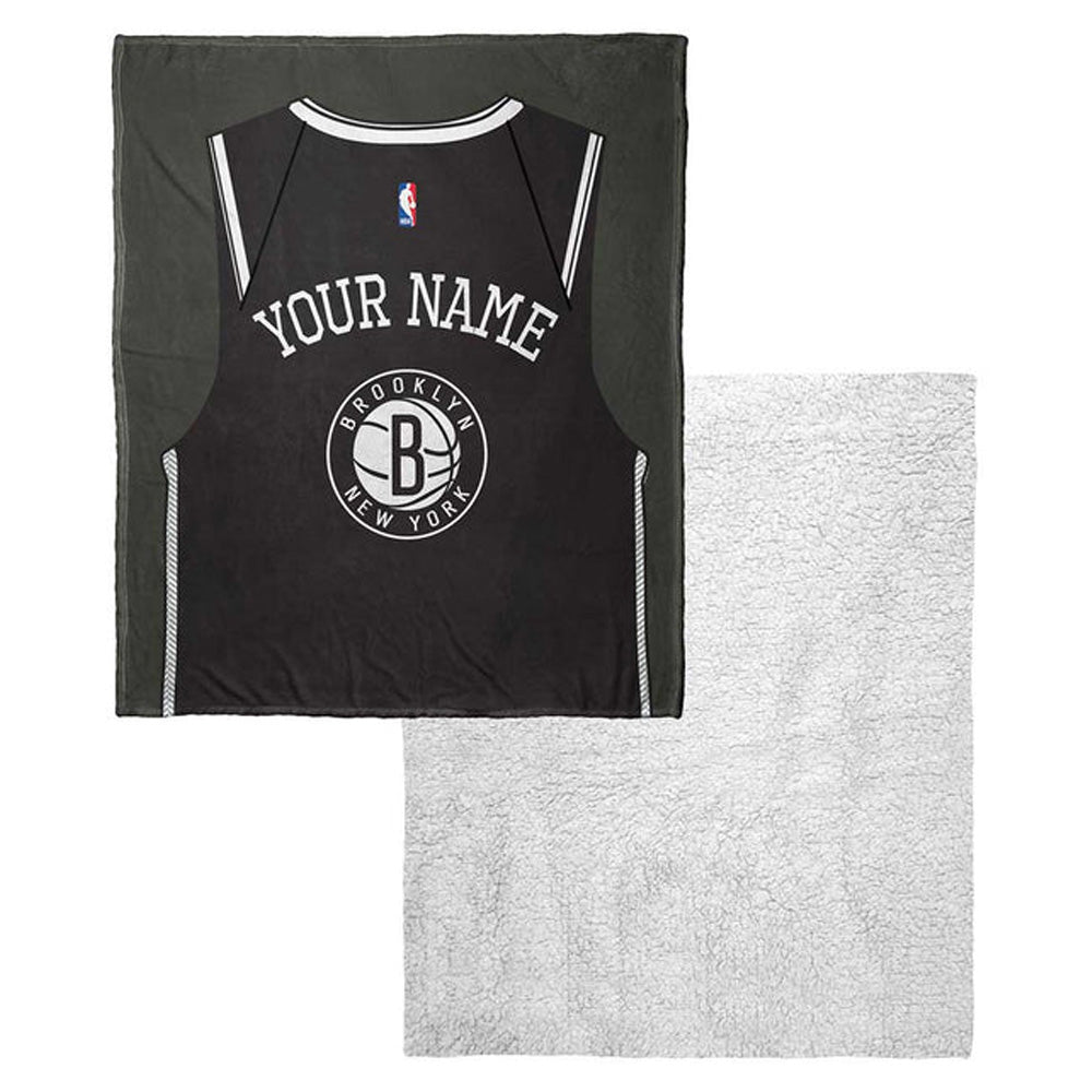 NBA Brooklyn Nets Jersey Personalized Silk Touch Sherpa Throw Blanket 50x60 Inches