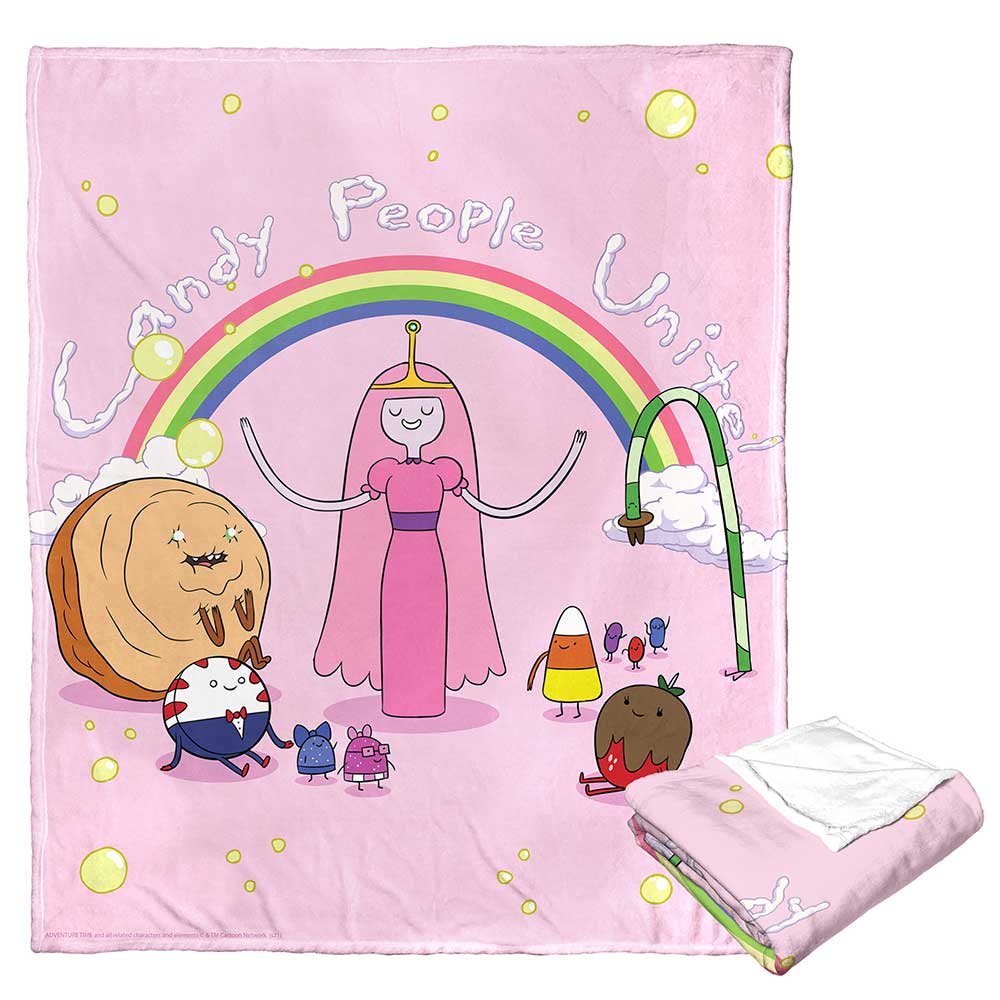 Cartoon Network Adventure Time Candy People Unite Silk Touch Throw Blanket 50x60 Inches