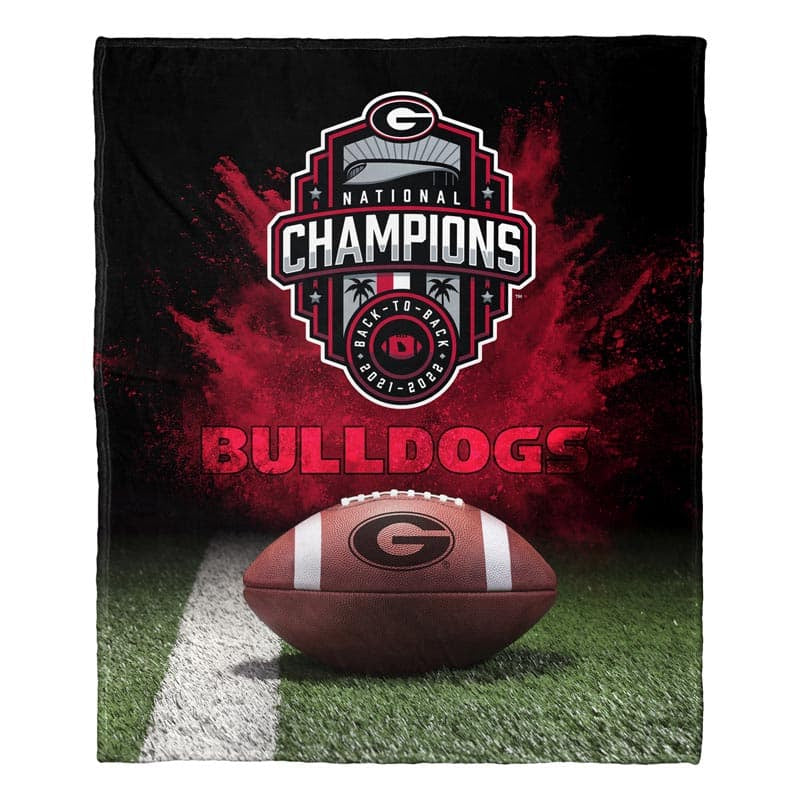 NCAA Georgia Bulldogs 2022 National Football Champions Silk Touch Throw Blanket 50x60 Inches