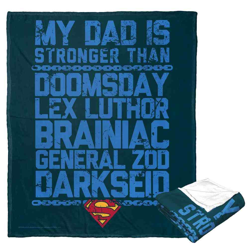 Warner Bros. Superman Dc Strongest Dad Blue Silk Touch Throw Blanket 50x60 Inches