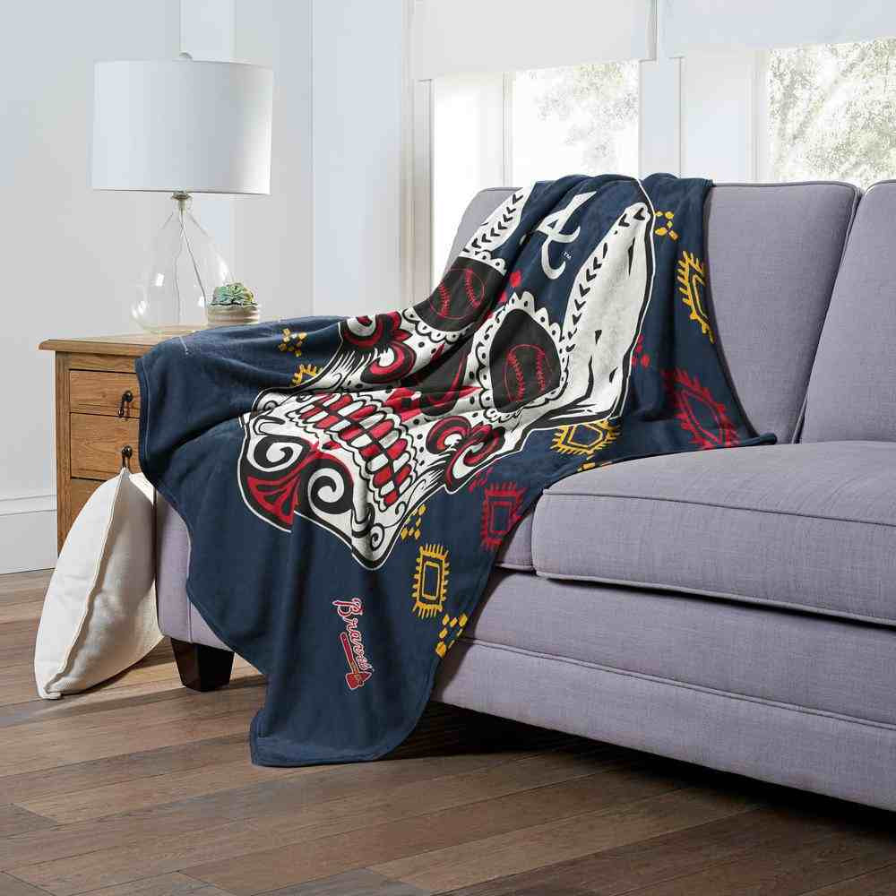 MLB Atlanta Braves Candy Skull Silk Touch Throw Blanket 50x60 Inches