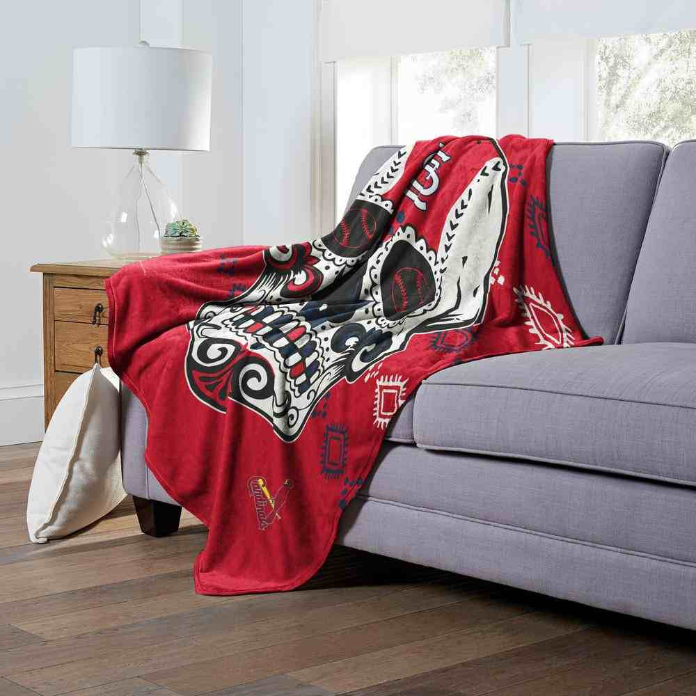 MLB St. Louis Cardinals Candy Skull Silk Touch Throw Blanket 50x60 Inches
