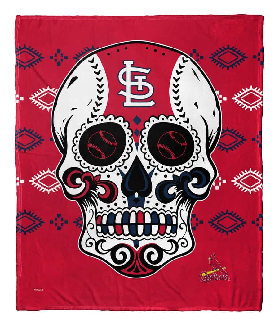 MLB St. Louis Cardinals Candy Skull Silk Touch Throw Blanket 50x60 Inches