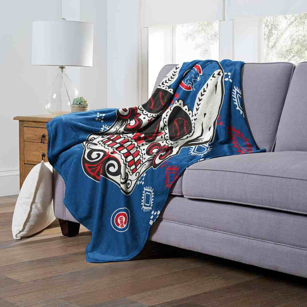 MLB Chicago Cubs Candy Skull Silk Touch Throw Blanket 50x60 Inches