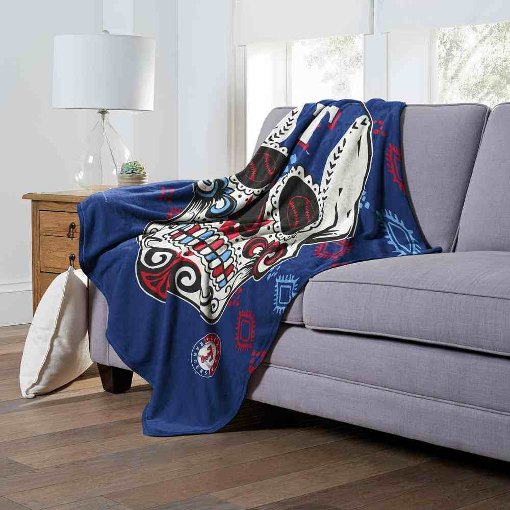 MLB Texas Rangers Candy Skull Silk Touch Throw Blanket 50x60 Inches