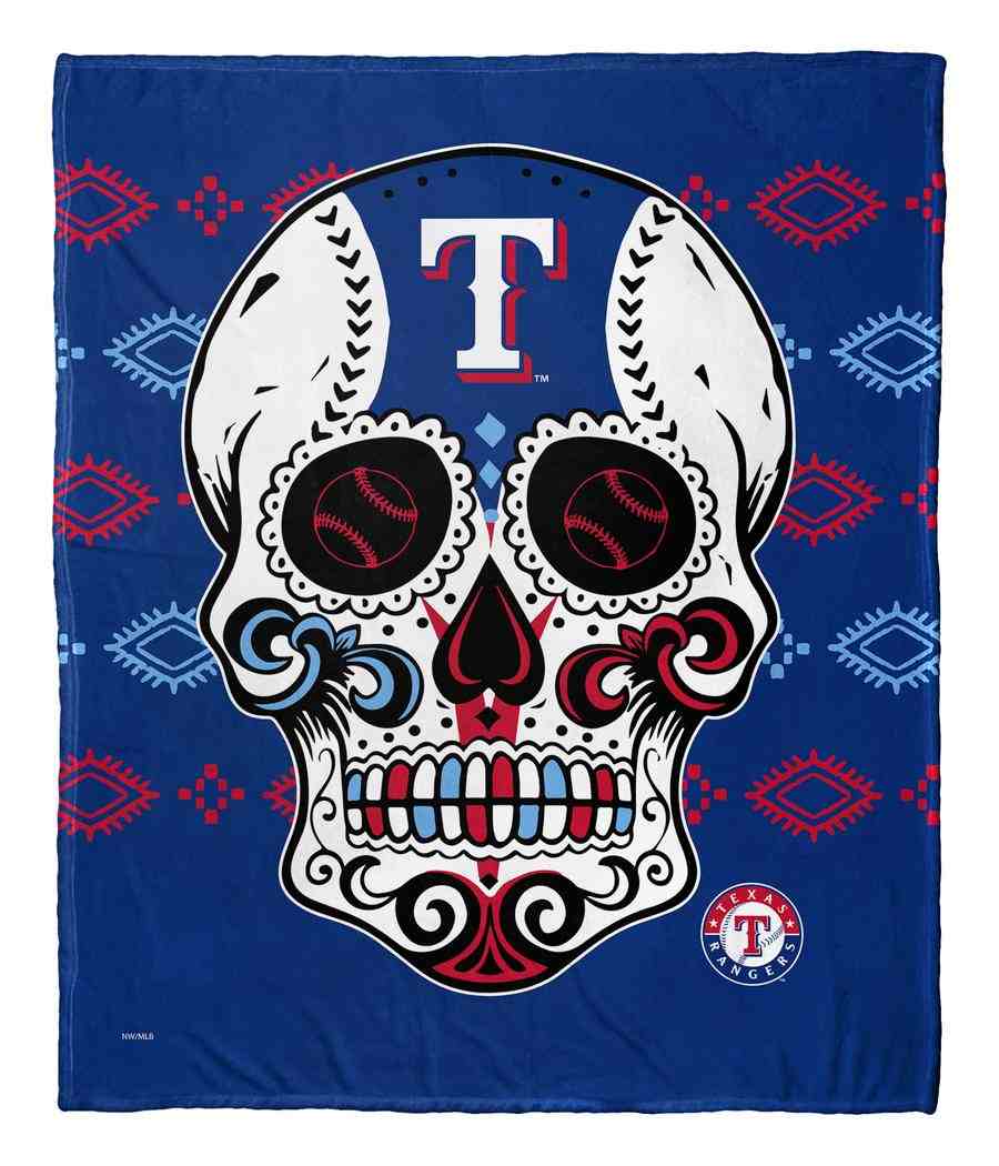 MLB Texas Rangers Candy Skull Silk Touch Throw Blanket 50x60 Inches
