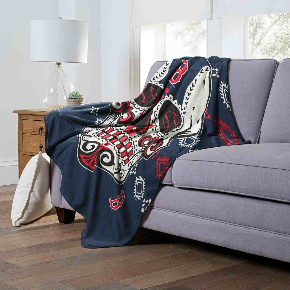 MLB Boston Red Sox Candy Skull Silk Touch Throw Blanket 50x60 Inches