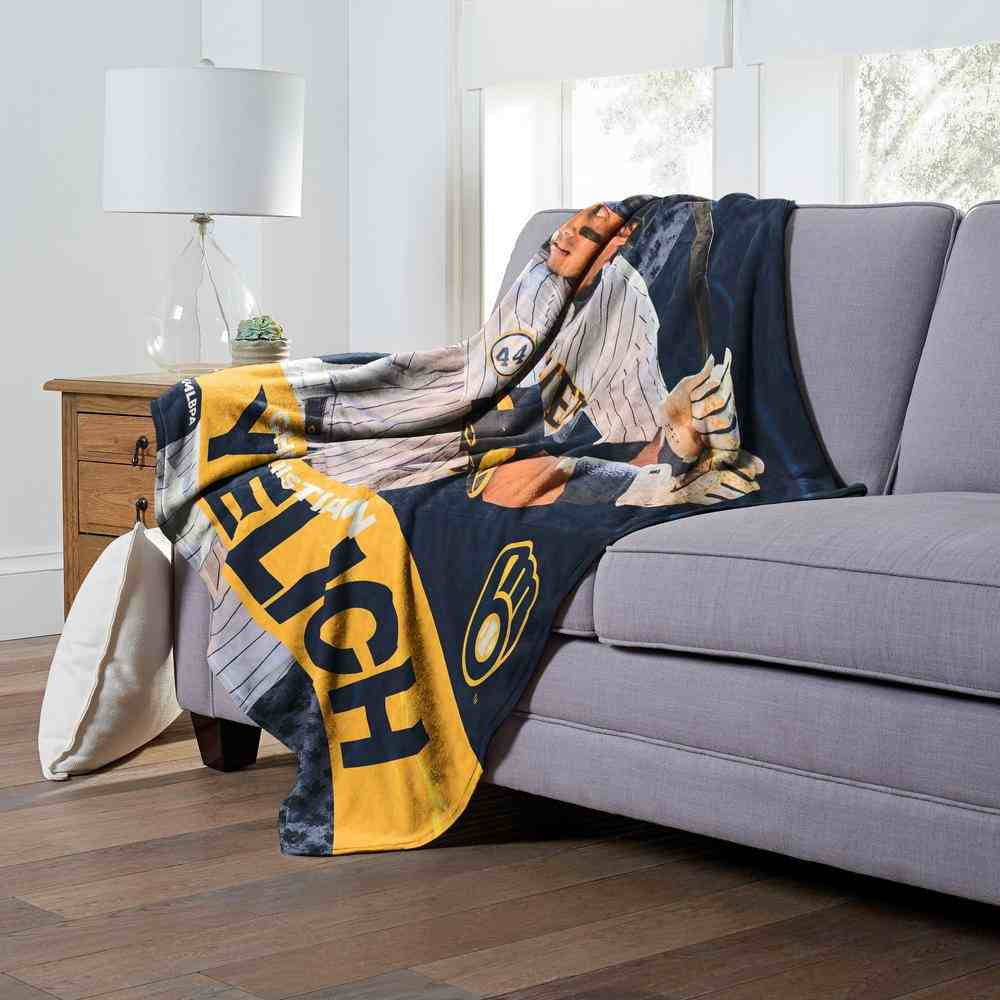 MLB Milwaukee Brewers Christian Yelich Silk Touch Sherpa Throw Blanket 50x60 Inches