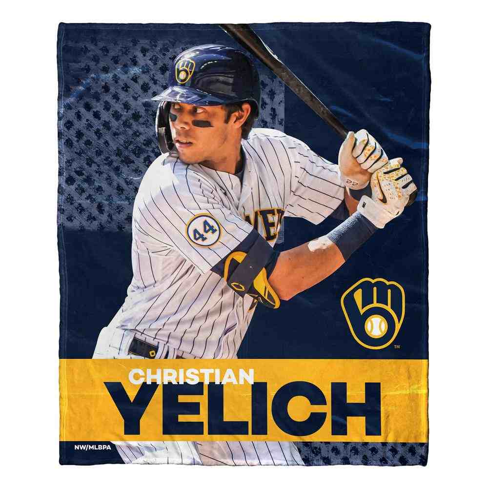 MLB Milwaukee Brewers Christian Yelich Silk Touch Sherpa Throw Blanket 50x60 Inches
