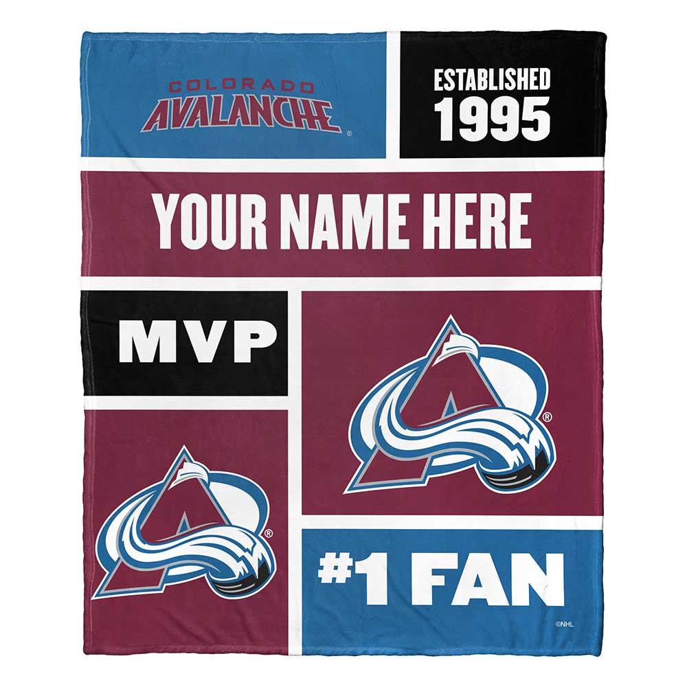 NHL Colorado Avalanche Colorblock Personalized Silk Touch Throw Blanket 50x60 Inches
