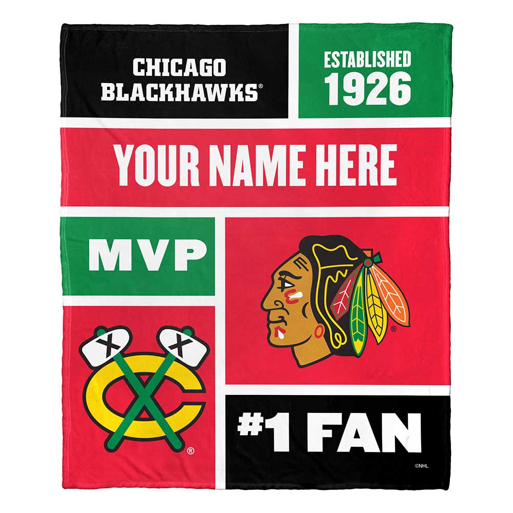NHL Chicago Blackhawks Colorblock Personalized Silk Touch Throw Blanket 50x60 Inches