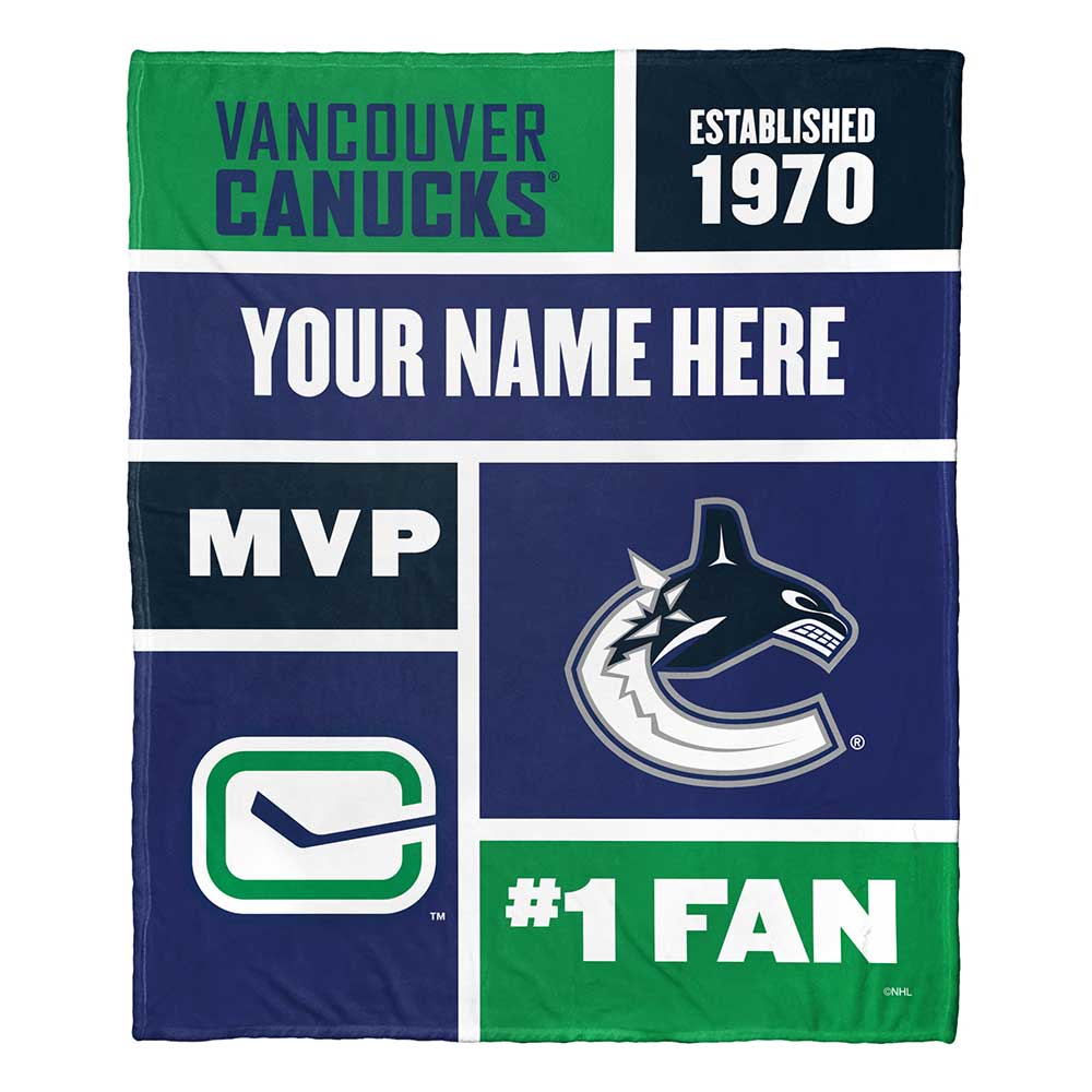 NHL Vancouver Canucks Colorblock Personalized Silk Touch Throw Blanket 50x60 Inches