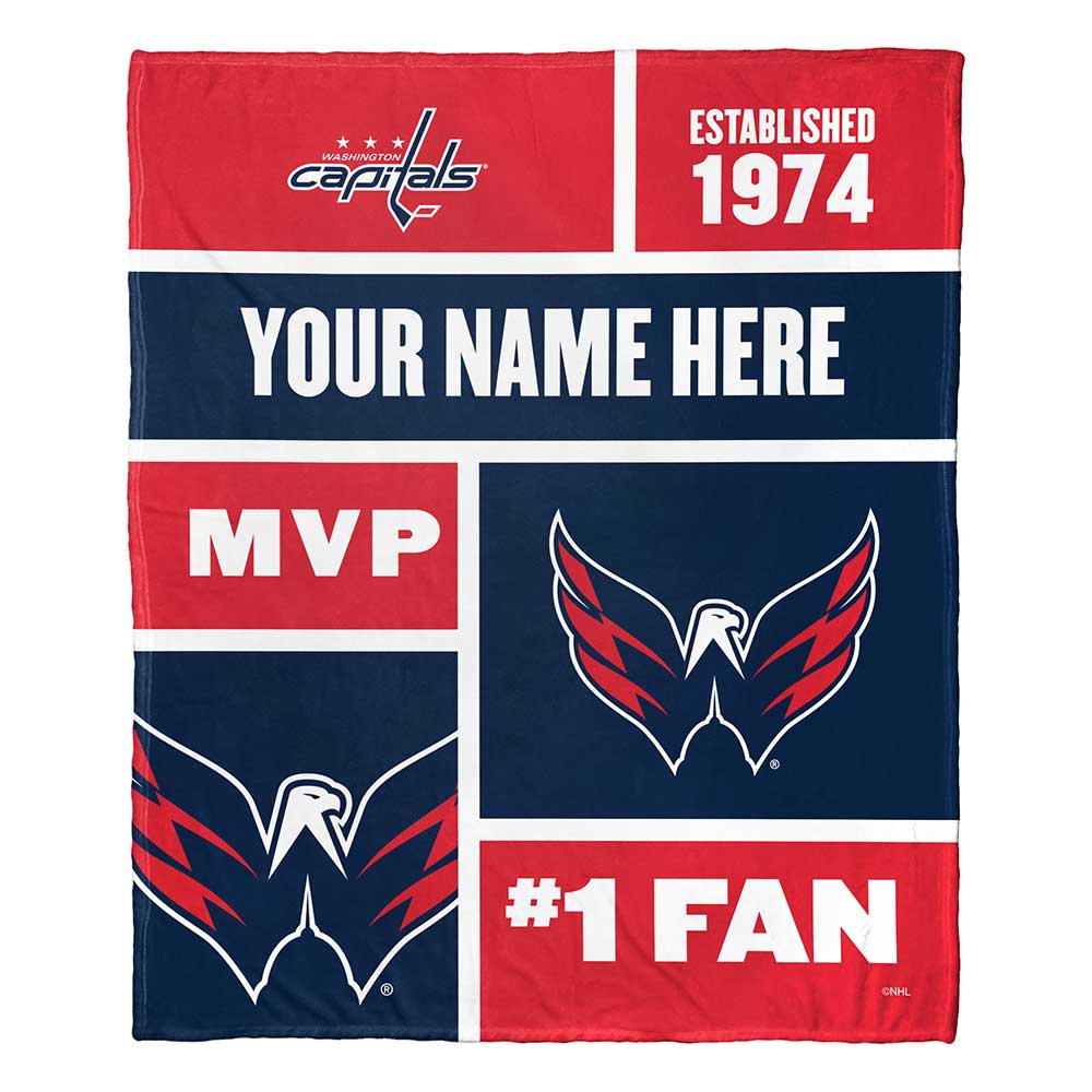 NHL Washington Capitals Colorblock Personalized Silk Touch Throw Blanket 50x60 Inches
