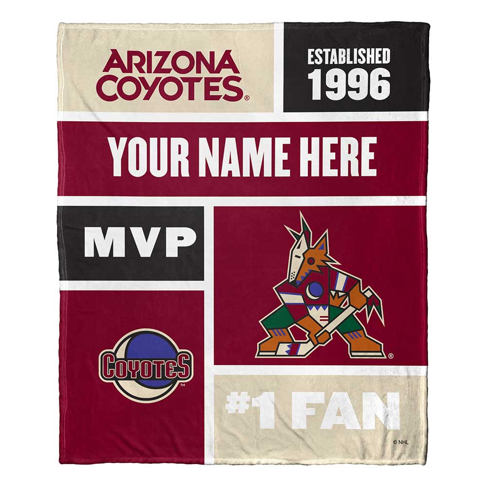 NHL Arizona Coyotes Colorblock Personalized Silk Touch Throw Blanket 50x60 Inches