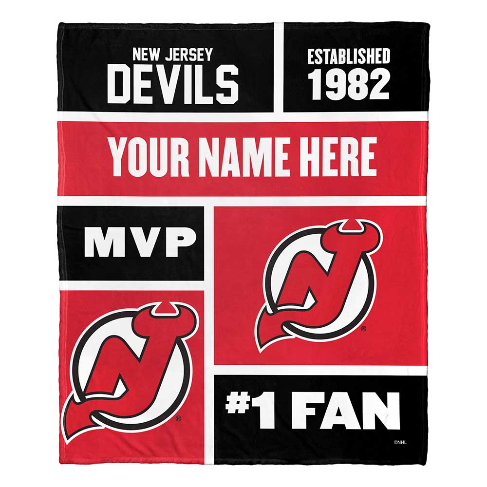 NHL New Jersey Devils Colorblock Personalized Silk Touch Throw Blanket 50x60 Inches