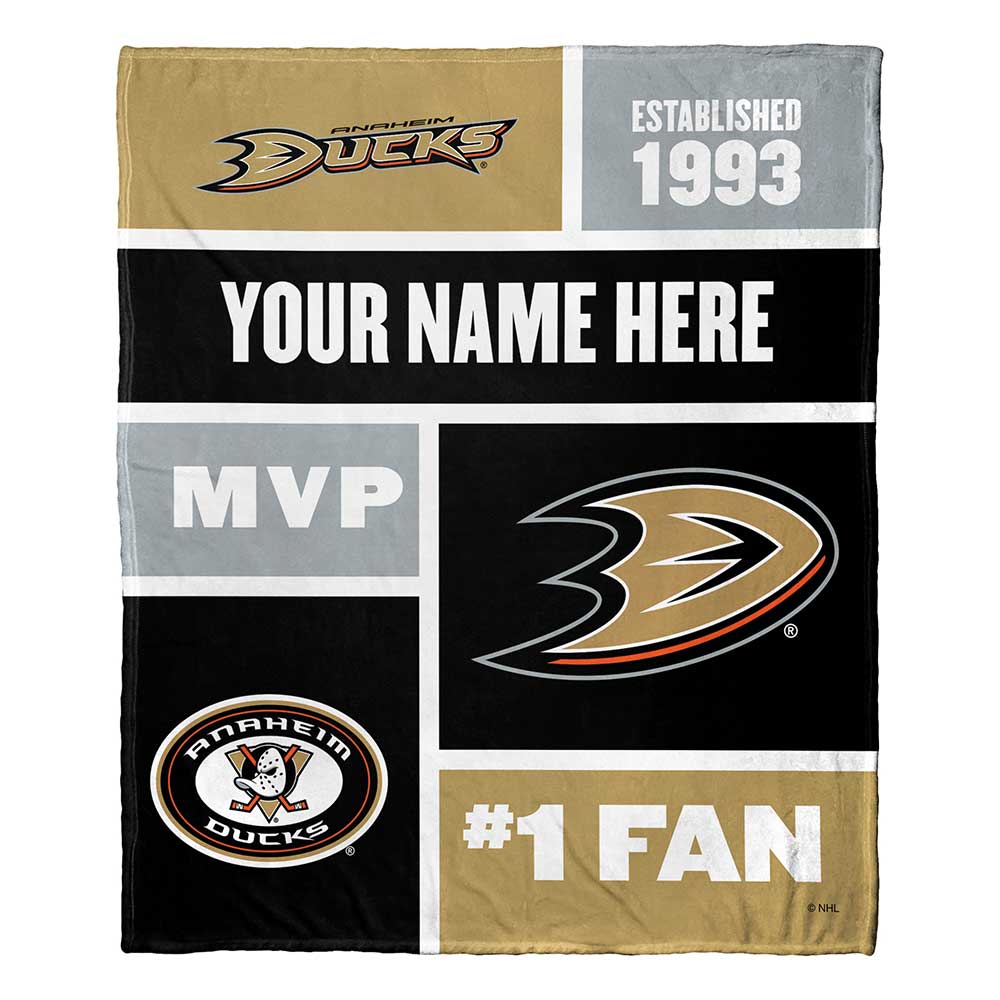 NHL Anaheim Ducks Personalized Colorblock Silk Touch Throw Blanket 50x60 Inches