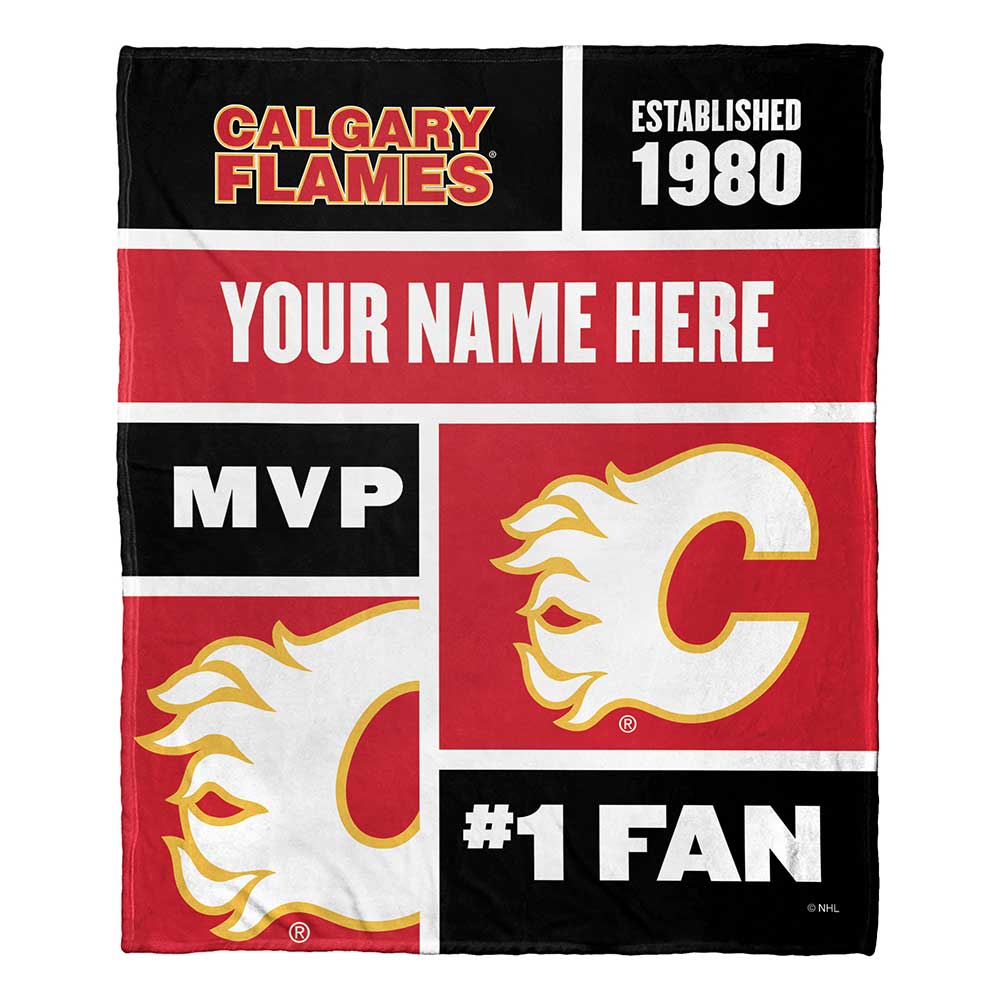 NHL Calgary Flames Colorblock Personalized Silk Touch Throw Blanket 50x60 Inches