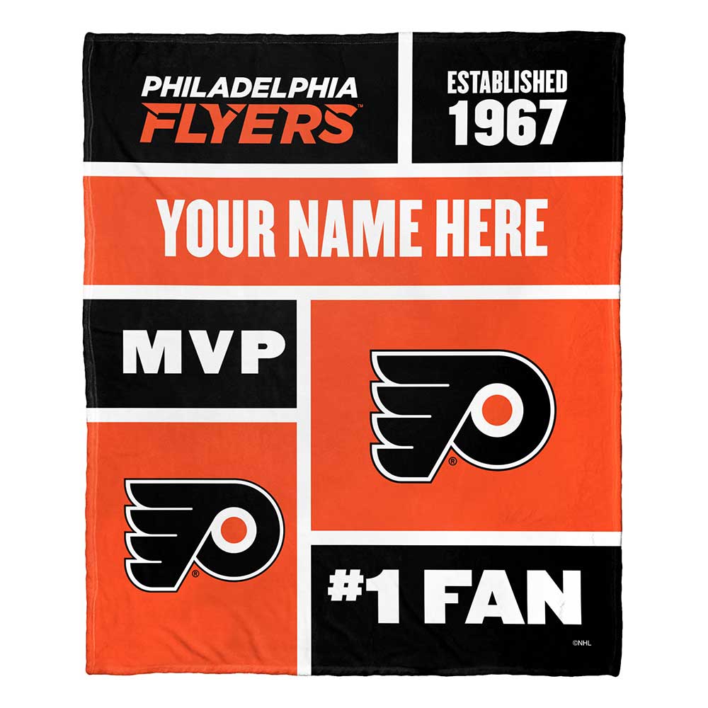 NHL Philadelphia Flyers Colorblock Personalized Silk Touch Throw Blanket 50x60 Inches