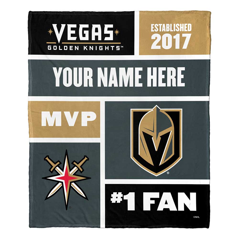 NHL Vegas Golden Knights Colorblock Personalized Silk Touch Throw Blanket 50x60 Inches