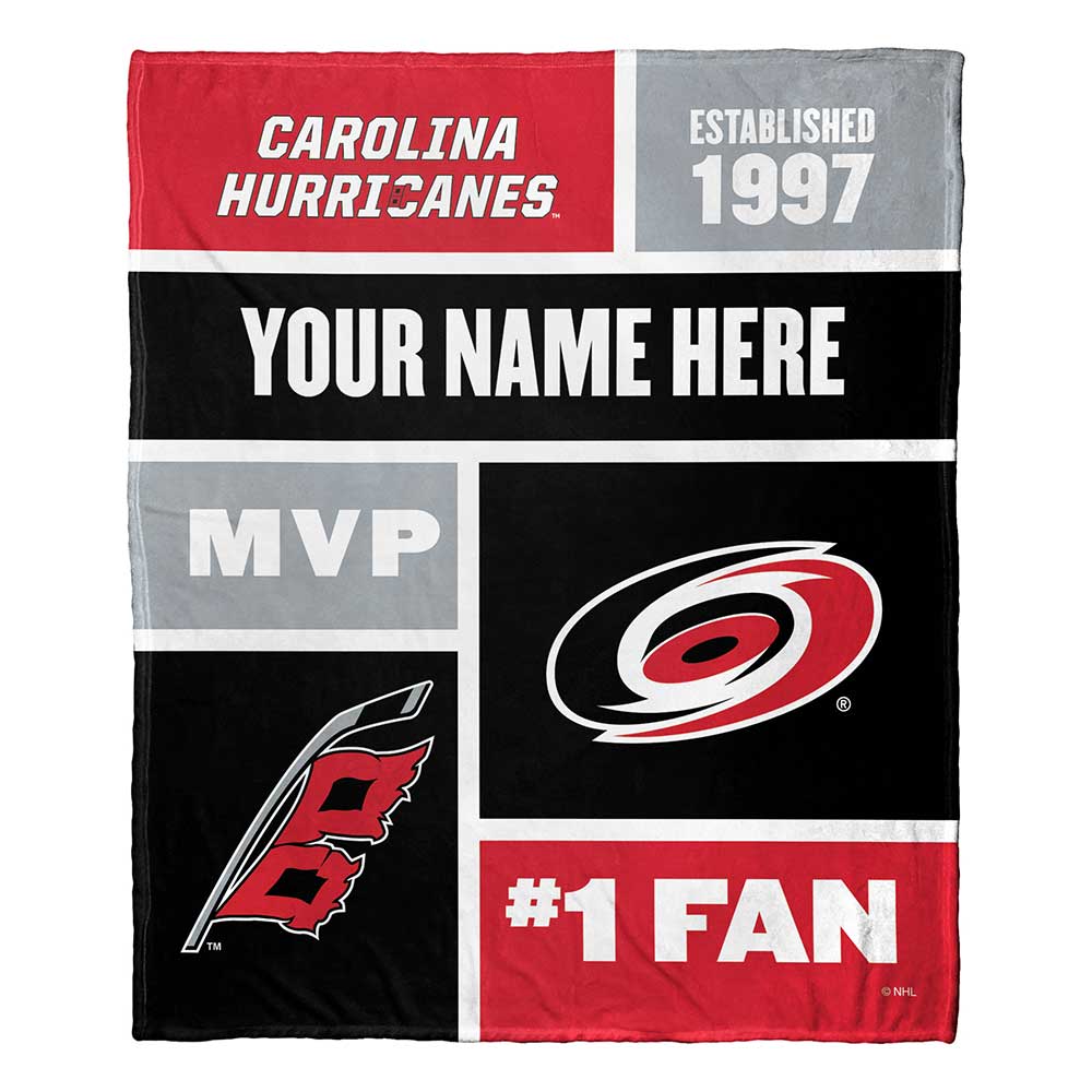 NHL Carolina Hurricanes Colorblock Personalized Silk Touch Throw Blanket 50x60 Inches
