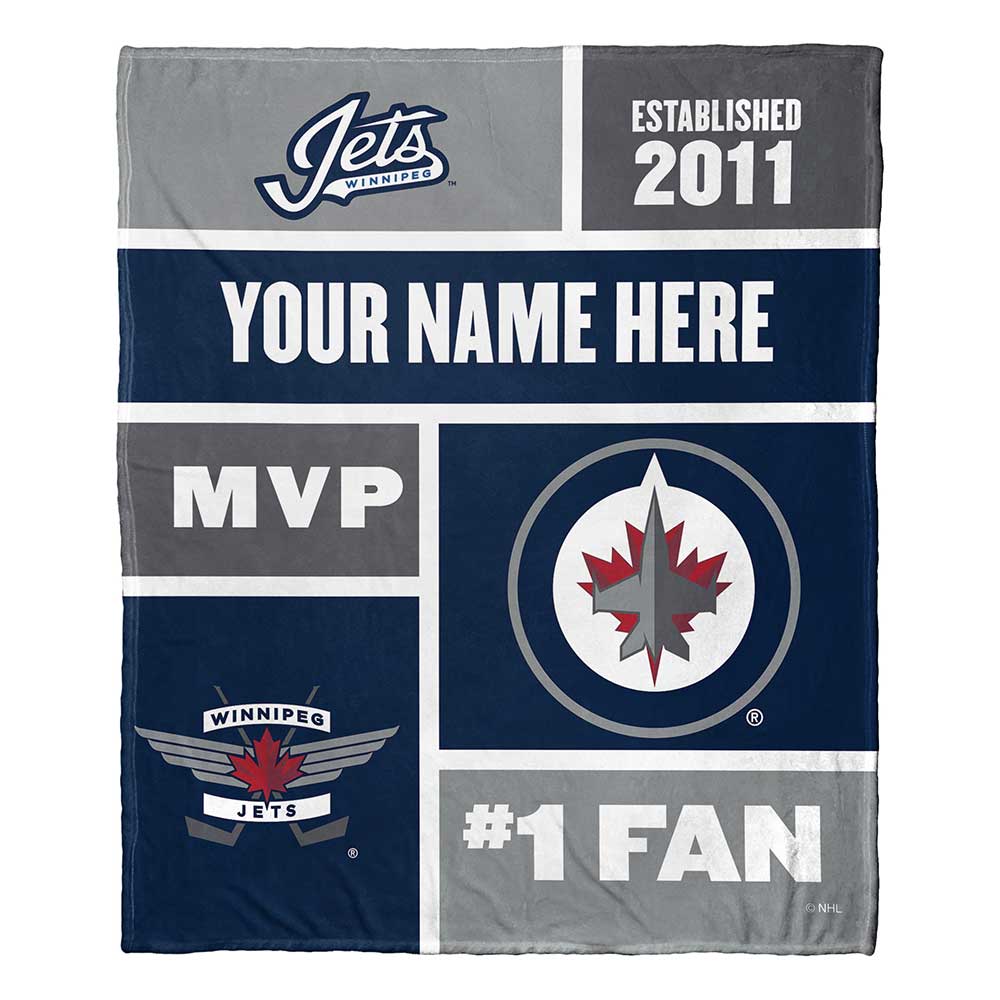 NHL Winnipeg Jets Colorblock Personalized Silk Touch Throw Blanket 50x60 Inches