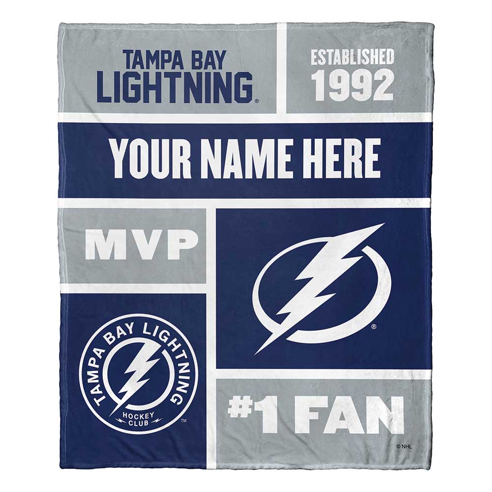 NHL Tampa Bay Lightning Colorblock Personalized Silk Touch Throw Blanket 50x60 Inches