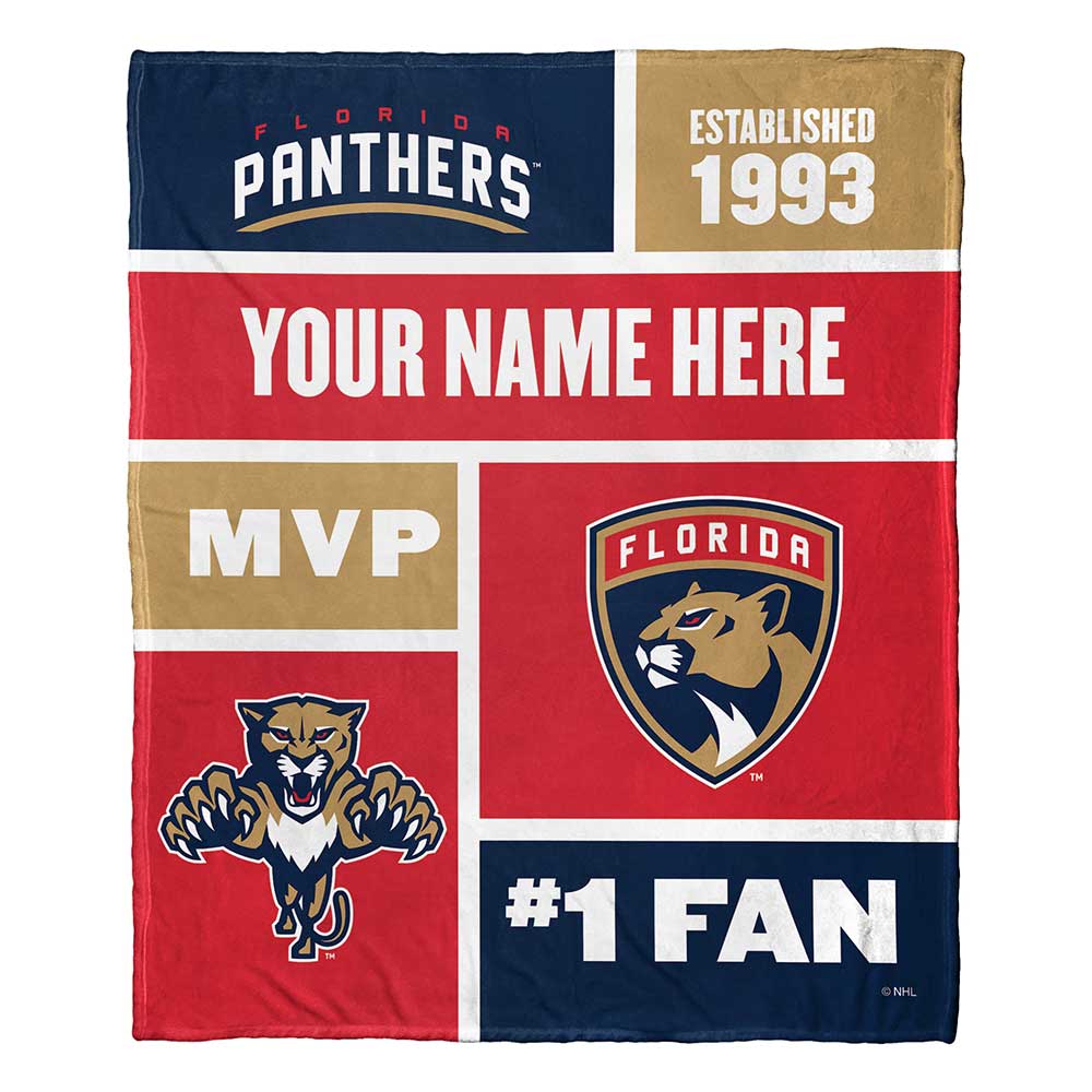 NHL Florida Panthers Colorblock Personalized Silk Touch Throw Blanket 50x60 Inches