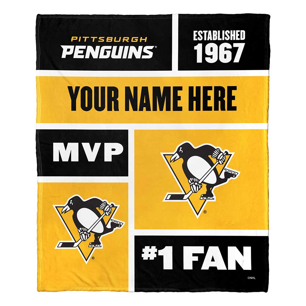NHL Pittsburgh Penguins Colorblock Personalized Silk Touch Throw Blanket 50x60 Inches