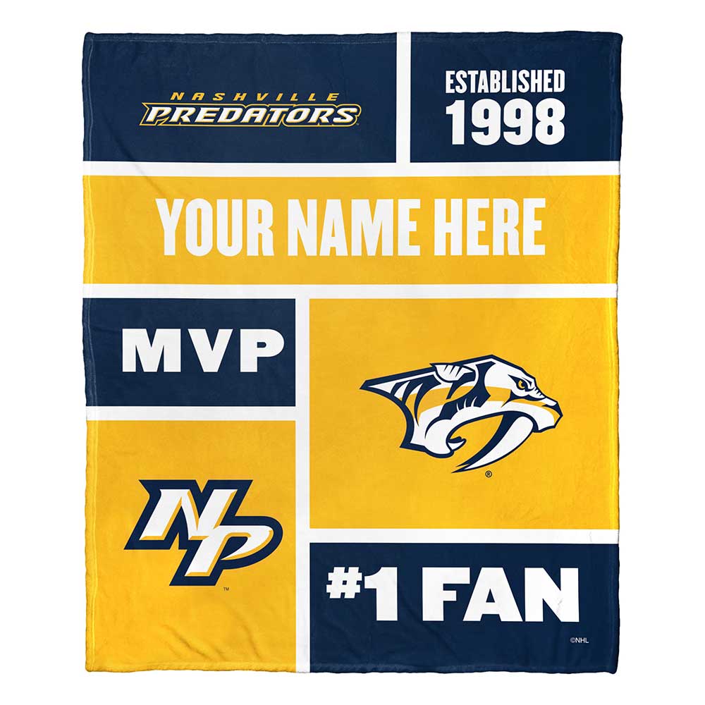 NHL Nashville Predators Colorblock Personalized Silk Touch Throw Blanket 50x60 Inches