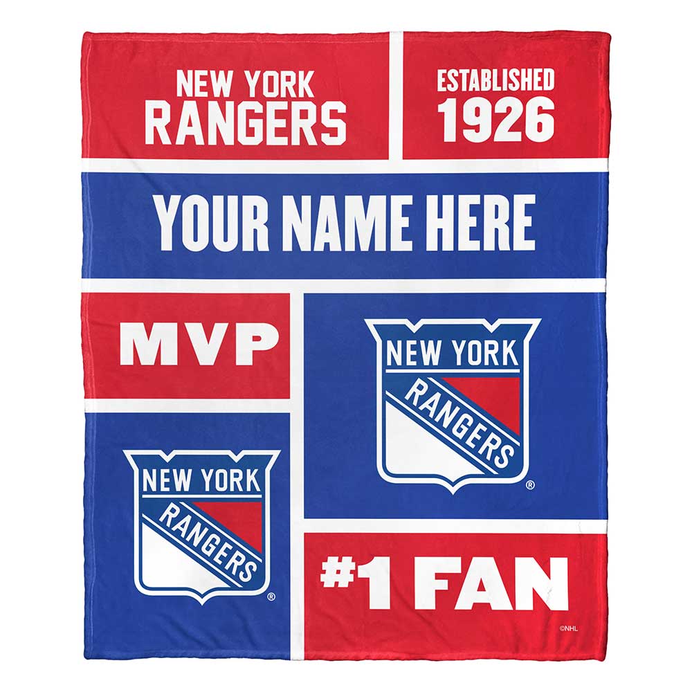 NHL New York Rangers Colorblock Personalized Silk Touch Throw Blanket 50x60 Inches