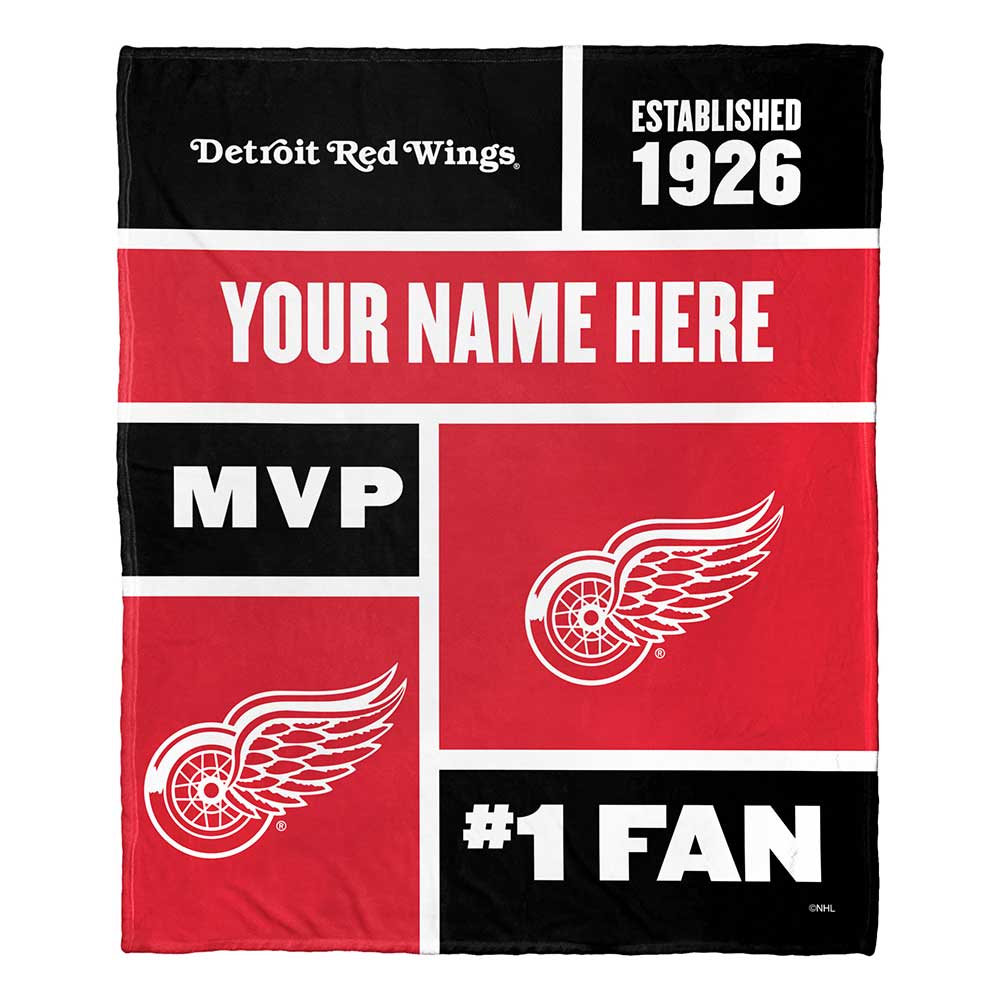 NHL Detroit Red Wings Colorblock Personalized Silk Touch Throw Blanket 50x60 Inches