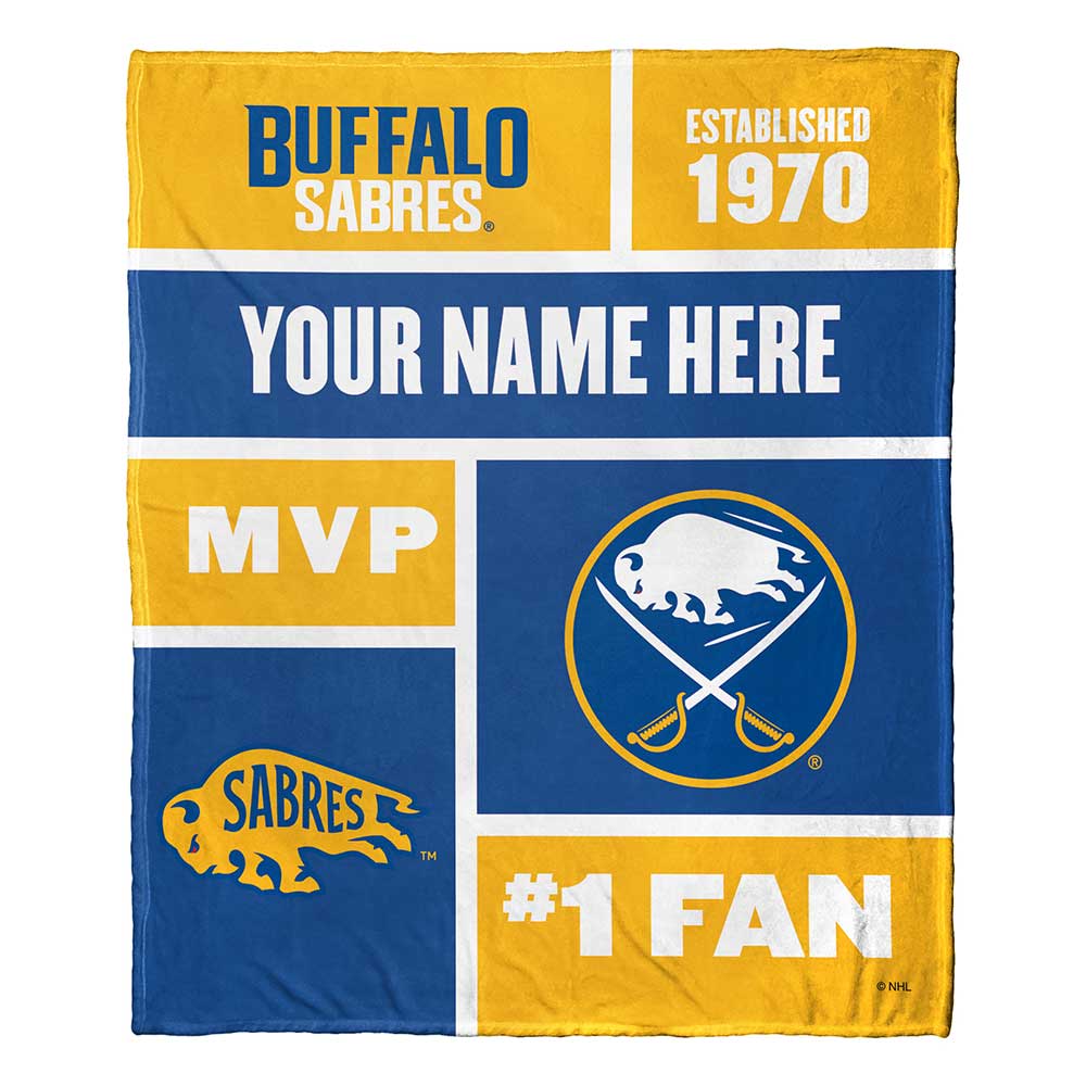 NHL Buffalo Sabres Colorblock Personalized Silk Touch Throw Blanket 50x60 Inches