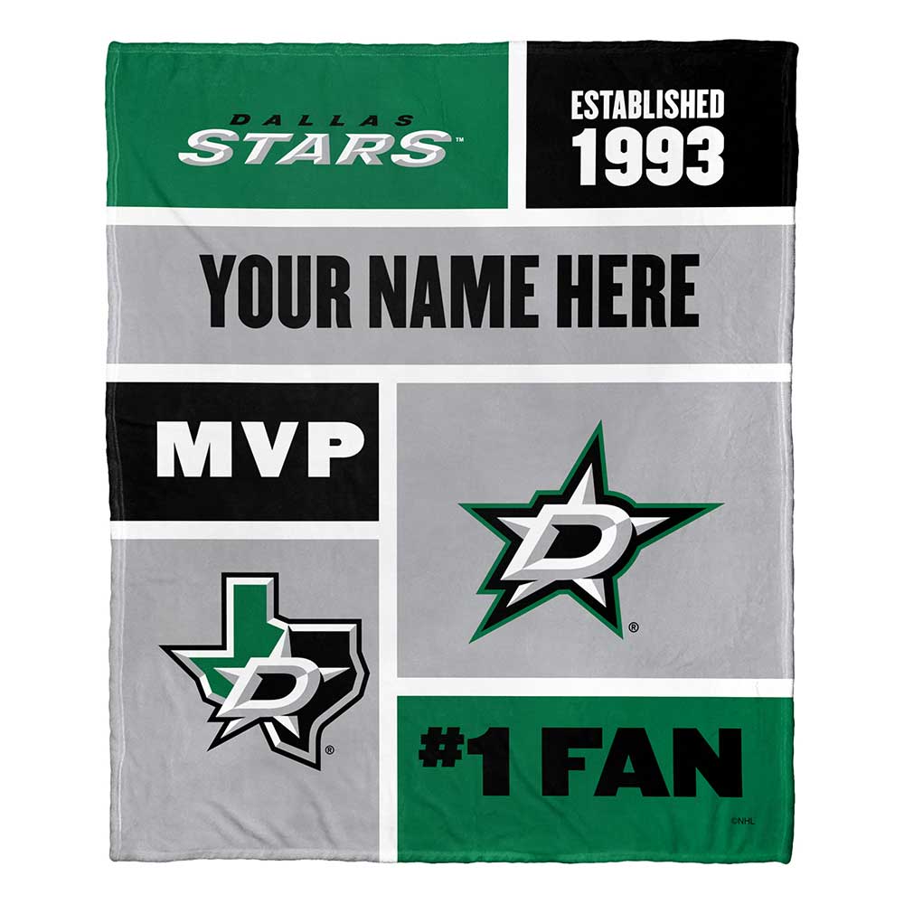 NHL Dallas Stars Colorblock Personalized Silk Touch Throw Blanket 50x60 Inches