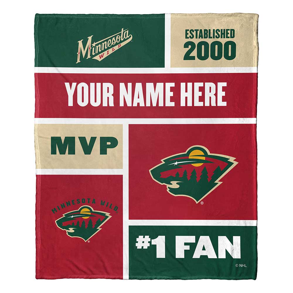 NHL Minnesota Wild Colorblock Personalized Silk Touch Throw Blanket 50x60 Inches