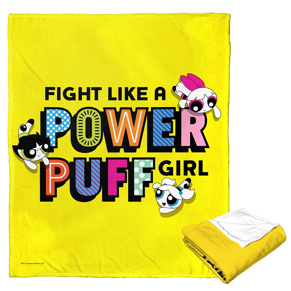 Cartoon Network Powerpuff Girls Fight Like A Powerpuff Silk Touch Throw Blanket 50x60 Inches