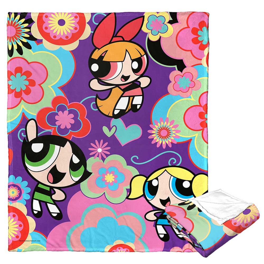 Cartoon Network Powerpuff Girls Flower Exploosion Silk Touch Throw Blanket 50x60 Inches