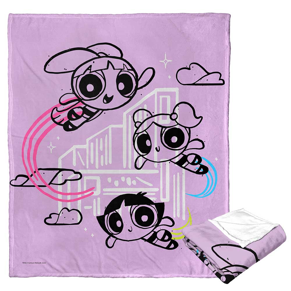 Cartoon Network Powerpuff Girls Flying High Silk Touch Throw Blanket 50x60 Inches